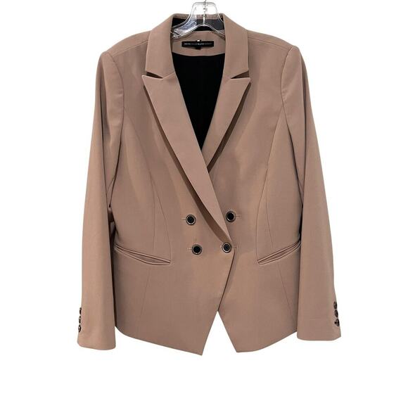 White House Black Market Jacket Womens 14 Tan Double Breasted Blazer Lined - Picture 1 of 9